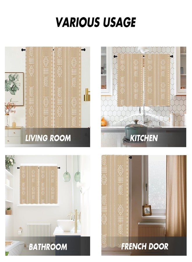 Kikiry Boho Western Curtains 42" W x 63" L Farmhouse Beige Rustic Aztec Abstract Elegant Geometric Neutral Minimalist Style Pattern Background Room Bedroom Window Drapes Treatment Fabric 1 Pair - Image 5
